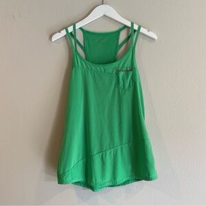 Athleta Speedsetter Running Tank Top Size Medium Green Striped Racerback Active